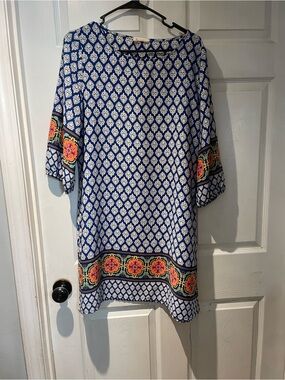 Rachel Kate Blue and White Patterned Top